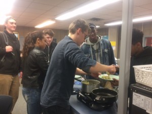 students eating
