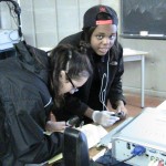 students examining evidence
