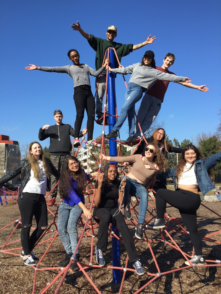 students standing on playground