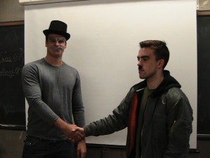 students parodying chamberlain/hitler