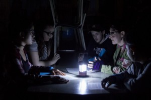 students in lantern light