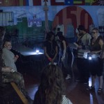 students in lantern light
